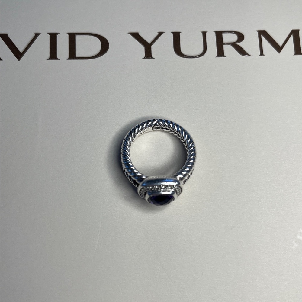 David Yurman Petite Albion Amethyst Ring With Pave’ Diamonds - Picture 6 of 8